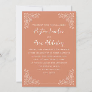 Invitación Elegante Terracota Crema Vintage Boda