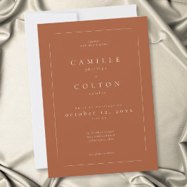Invitación Elegante Terracota de óxido Minimalista Boda Moder