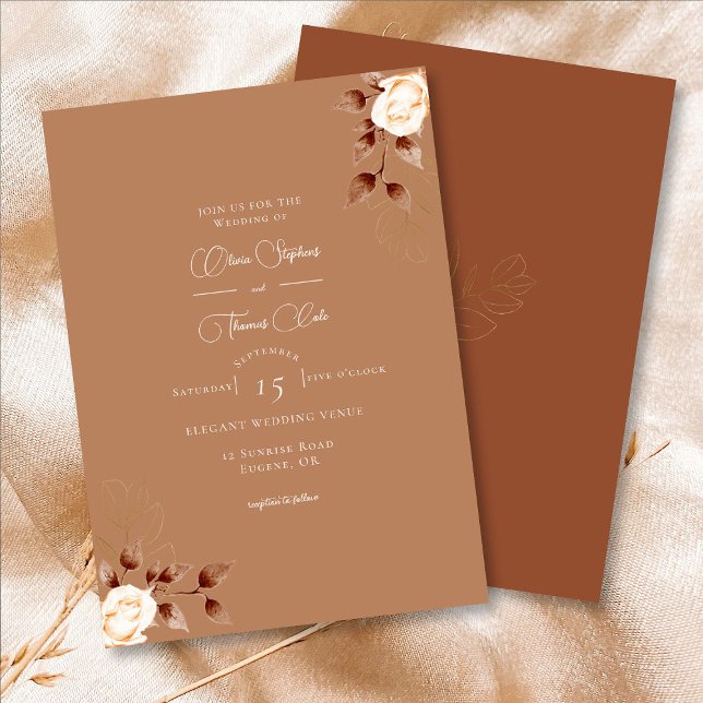 Invitación Elegante Terracota Eucalyptus Naranja Flora Boda (Subido por el creador)