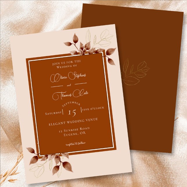 Invitación Elegante Terracota Eucalyptus Rust Frame Boda (Subido por el creador)