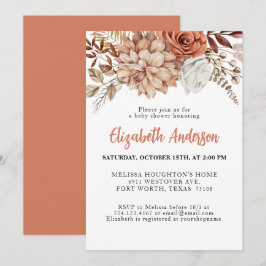 Invitación Elegante Terracota Fall Floral Baby Shower