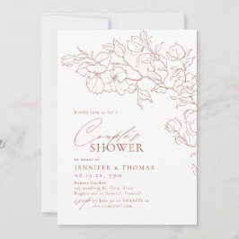 Invitación Elegante terracota floral barnizada a mano Ducha P