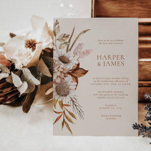 Invitación Elegante Terracota Floral Boho Fall Wedding