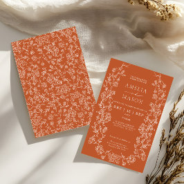 Invitación Elegante Terracota Floral Vintage Wedding