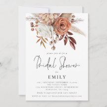 Elegante Terracota Florals Bridal Shower Invite