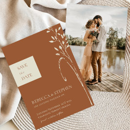 Invitación Elegante Terracota foto guardar la fecha