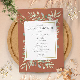 Invitación Elegante Terracota Gold Greenery Shower