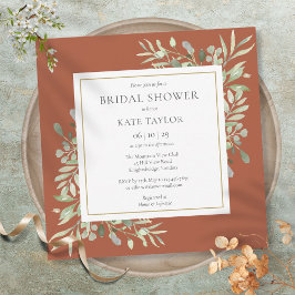 Invitación Elegante Terracota Greenery Boda Bridal Shower