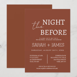 Invitación Elegante Terracota la noche antes de la cena Boda
