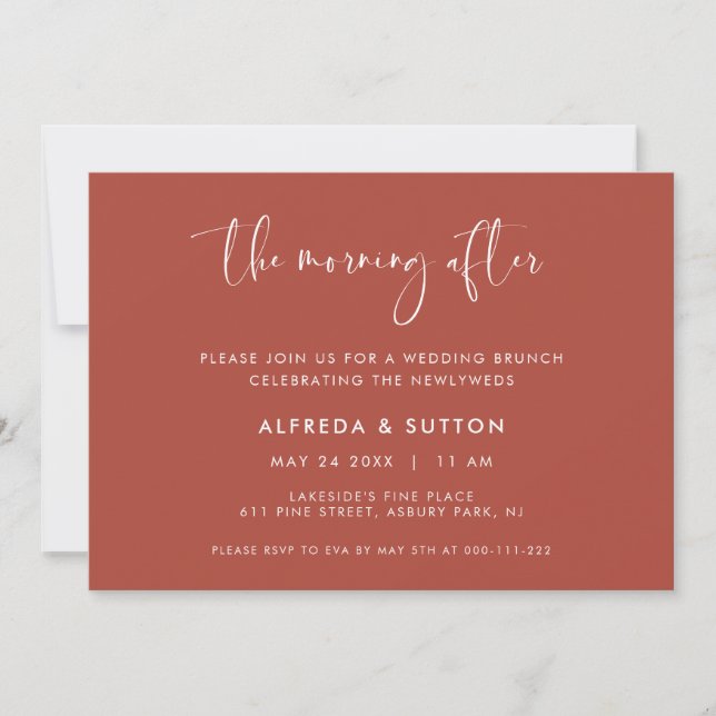 Invitación Elegante terracota mañana después de Boda Brunch (Anverso)