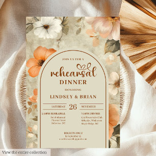 Invitación Elegante Terracota Marfil Floral Ensayo