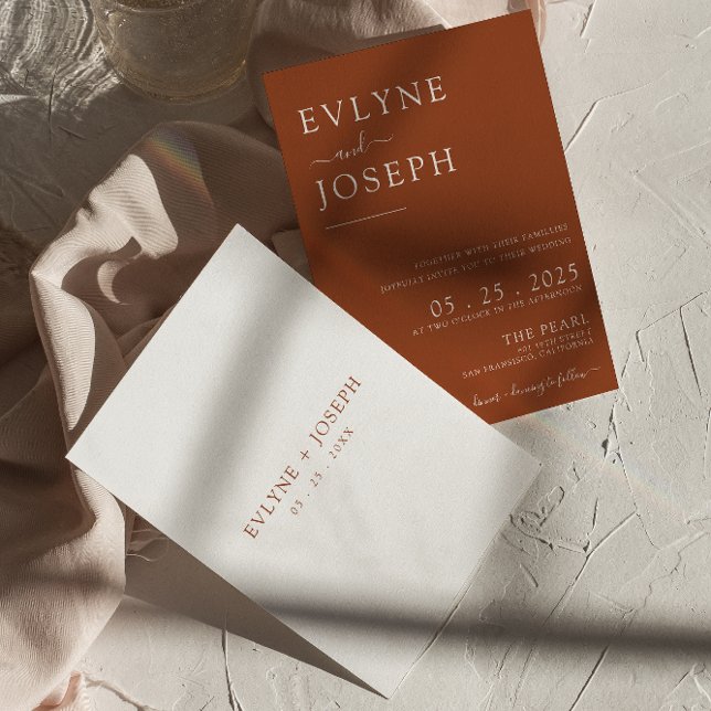 Invitación Elegante Terracota Minimalista Boho Boda moderno (Subido por el creador)