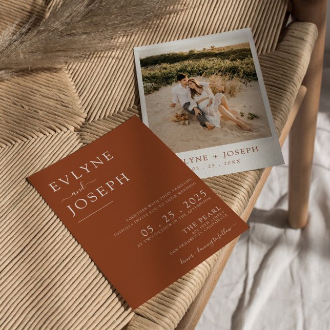 Invitación Elegante Terracota Minimalista Boho Boda moderno (Subido por el creador)