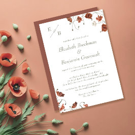 Invitación Elegante Terracota Monograma Boda contemporáneo