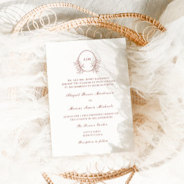 Invitación Elegante Terracota Monograma QR Boda de fotografía