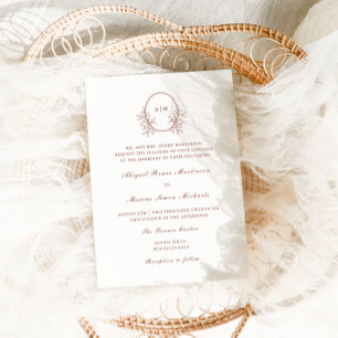 Invitación Elegante Terracota Monograma QR Boda de fotografía