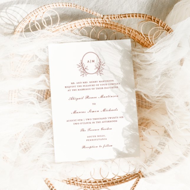 Invitación Elegante Terracota Monograma QR Boda de fotografía (Subido por el creador)