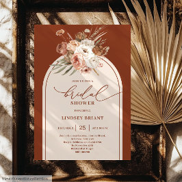 Invitación Elegante Terracota Pampas Grass Boho Bridal Shower