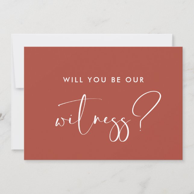 Invitación Elegante Terracota ¿Serás nuestra carta de testigo (Anverso)
