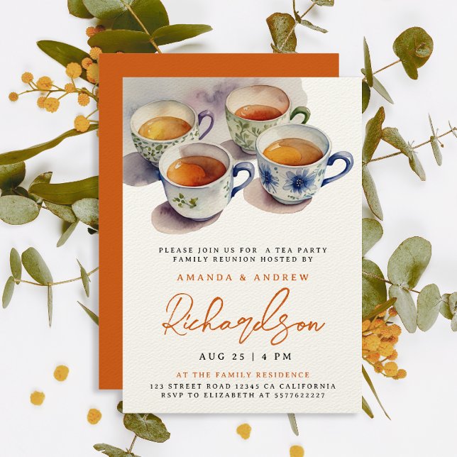 Invitación Elegante Terracota Tea Fiesta Reunion (Subido por el creador)