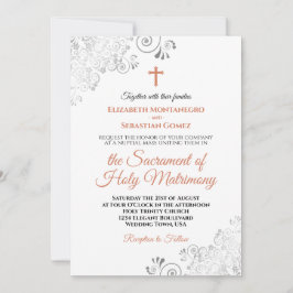 Invitación Elegante Terracota y Boda católico Gris moderno