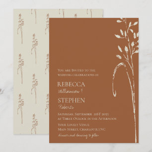 Invitación Elegante Terracota y Tono Tierra de Bodas con Hier