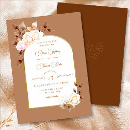 Invitación Elegante Terracotta Eucalyptus Boho Frame Boda