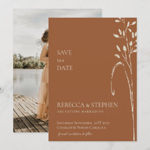 Invitación Elegante Terracotta foto guardar la fecha Invit