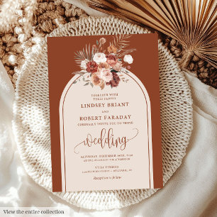 Invitación Elegante Terracotta Pampas Grass Boho Boda