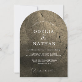 Invitación Elegante textura de grano de madera rústica arquea