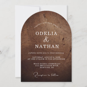 Invitación Elegante textura de grano de madera rústica para b