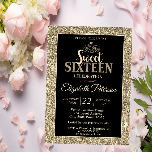 Invitación Elegante Tiara Dorada con Estilo, Fiesta Dulce 16  (Subido por el creador)