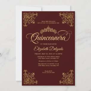 Invitación Elegante Tiara Quinceanera