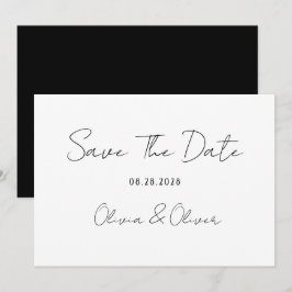 Invitación Elegante Tie Blanco Negro Salvar Las Cartas De Fec