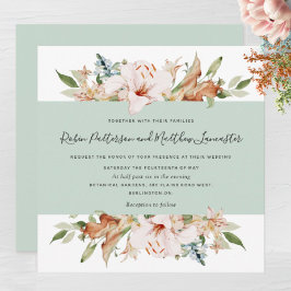 Invitación Elegante tierra florece sabio Boda de Green Square