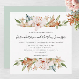 Invitación Elegante tierra florece sabio Boda de Plaza Blanca
