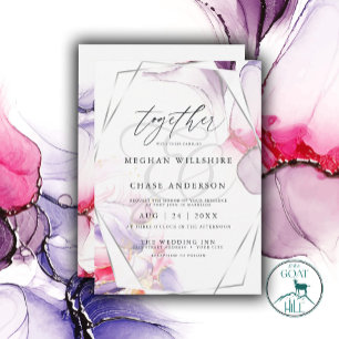 Invitación Elegante Tinta rosa y fluida de Crimson