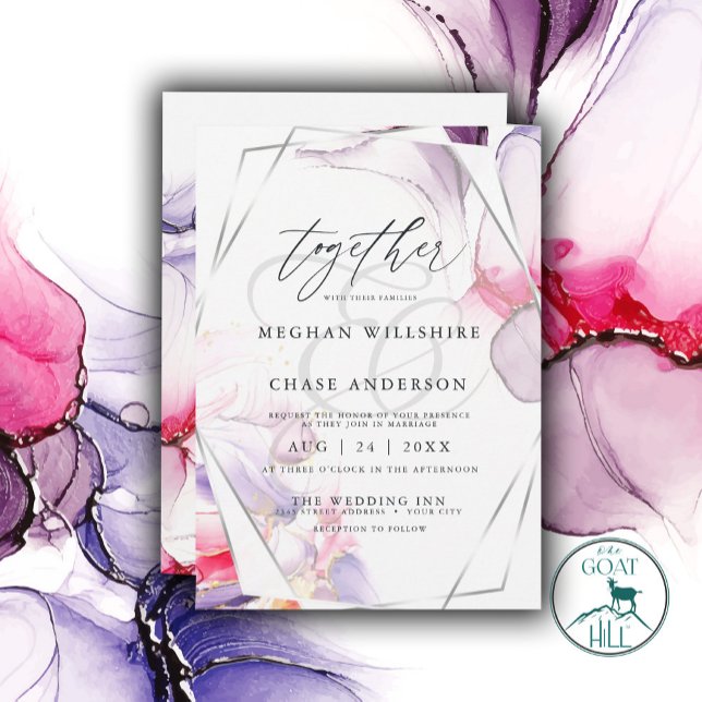 Invitación Elegante Tinta rosa y fluida de Crimson (Subido por el creador)