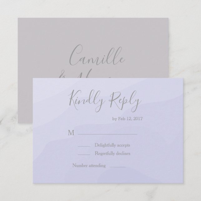 Invitación Elegante tipo lavanda acuarela boda rsvp (Anverso / Reverso)
