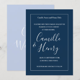 Invitación Elegante tipo lavanda azul blanco boda moderno