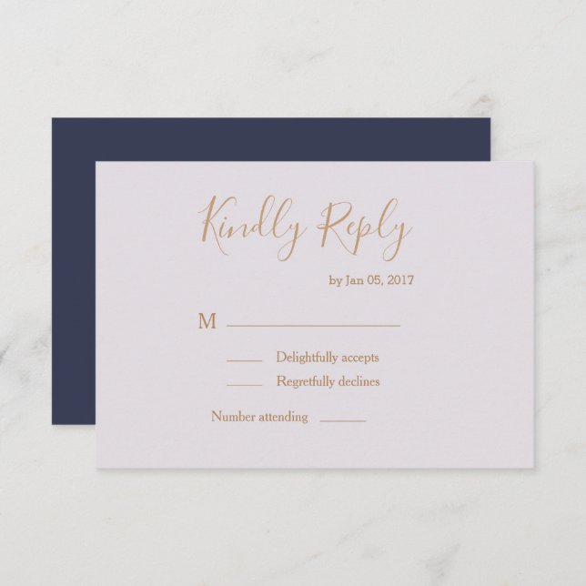 Invitación Elegante tipo lilac azul moderno rsvp boda (Anverso / Reverso)
