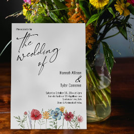 Invitación Elegante tipografía acuarela Boda de flores silves