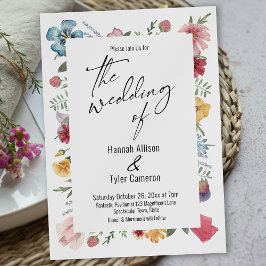 Invitación Elegante tipografía acuarela Boda de flores silves