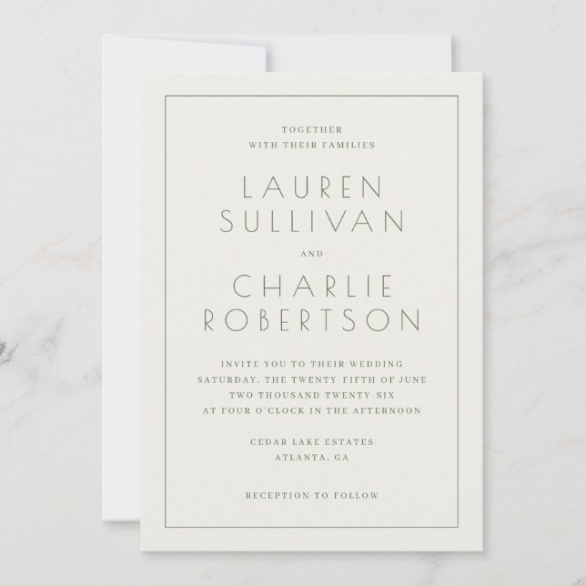 Invitación Elegante Tipografía Beige (Anverso)