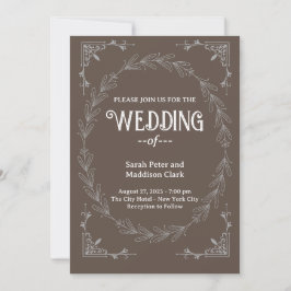 Invitación Elegante tipografía boda blanco negro clásico