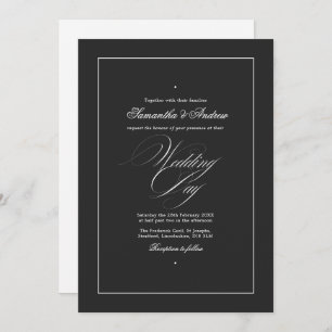 Invitación Elegante tipografía Boda blanco y negro eterno