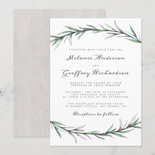 Invitación Elegante tipografía Boda de bosque botánico