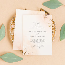 Invitación Elegante tipografía Boda de color rosa Rubor