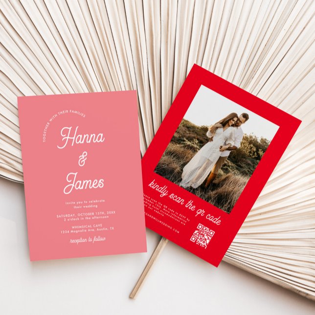 Invitación Elegante tipografía Boda Retro Rosa (Subido por el creador)