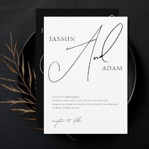 Invitación Elegante tipografía de escritura en negro y blanco